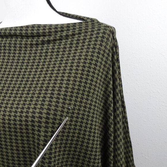 Bryn Walker Tunic Women's Plus Size 1X Green Black Dimitri Houndstooth Flawed - Picture 6 of 11